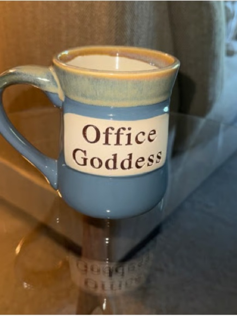 Office Goddess Blue Ceramic Mug - Inspirational Desk Cup